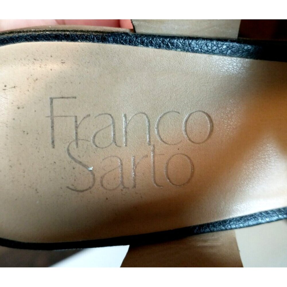 Franco Sarto Helga Heeled Black Leather Open Toe Block Heel Sandals 8M - Picture 8 of 11